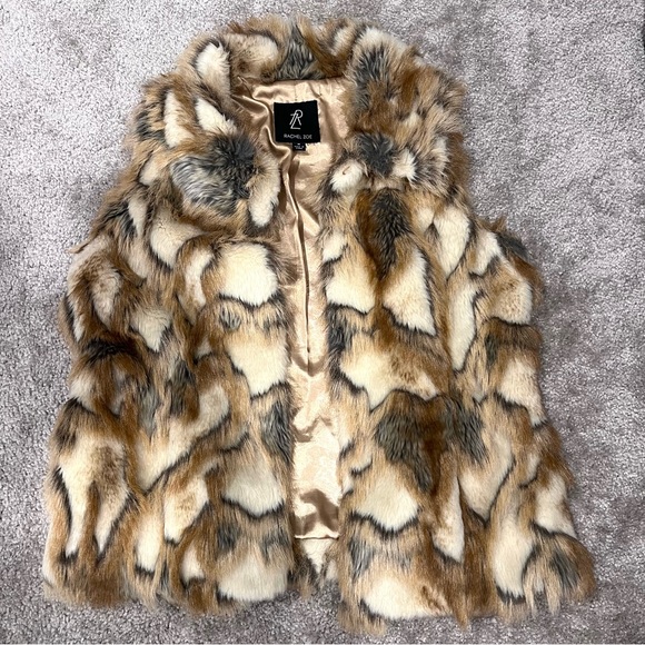 Rachel Zoe Women’s Brown Tan Faux Fur Vest Size Medium - Picture 11 of 13